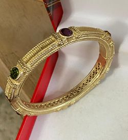 Pulsera Caña Gold Filled Piedras Joyería Antigua 