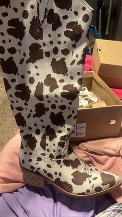 Cow Print Tall Western Cowboy Boots