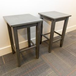 Pair of gray wood nightstands / bedside tables / end / side tables

