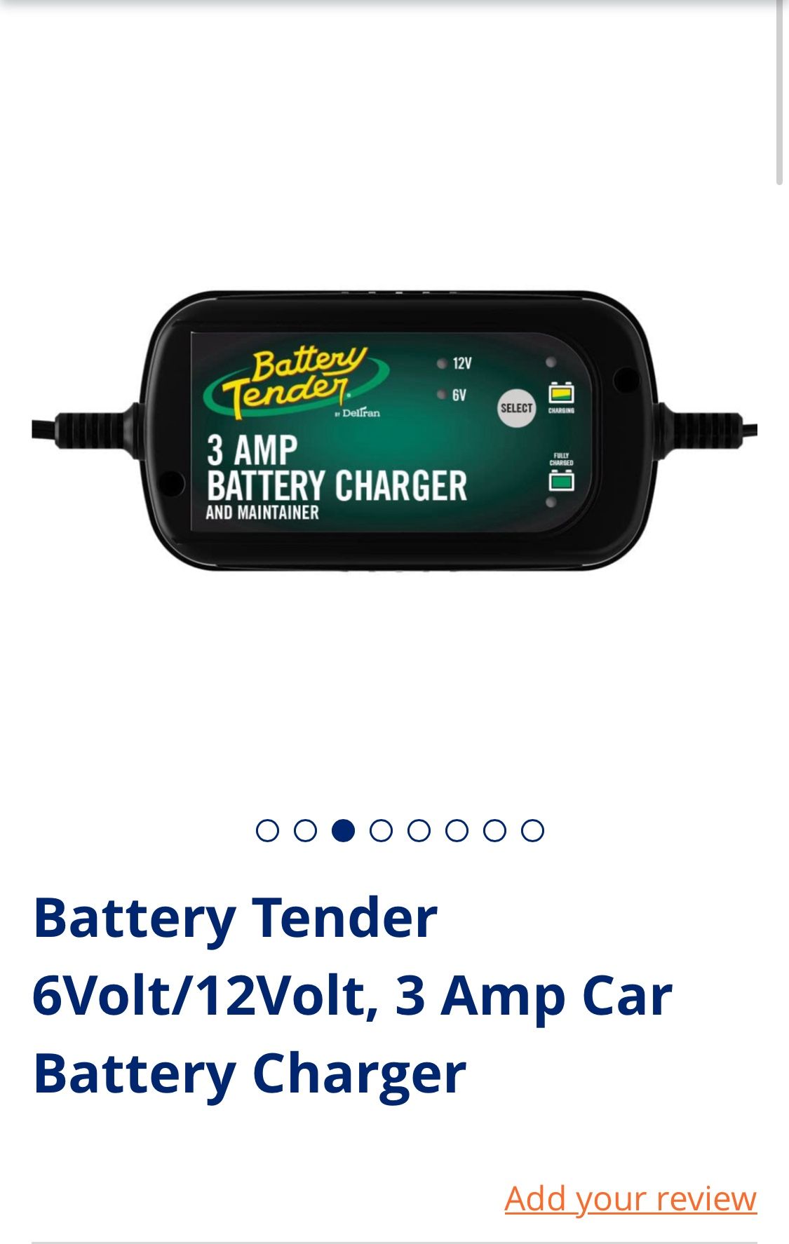 Battery Tender 6Volt/12Volt, 3 Amp Car Battery Charger