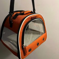Small Bird Travel Cage Carrier, Portable Parrot Parakeet Carrier with Standing Perch and Comfy Mat, Budgies Carry Transport Bag for Vet Visit Shopping
