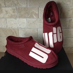 NEW UGG MENS TASMAN CHOPD LOGO RIBBON RED SLIPPER SHOES/ SIZE 11