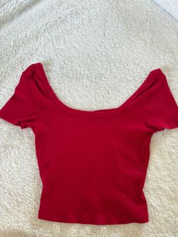 Women’s red off the shoulders crop top