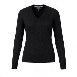 Tommy Hilfiger Women's Cable Knit V-Neck Sweater