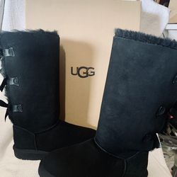 New Ugg Women’s Bailey Bow Tall ll Size 8 Black Authentic 💯 