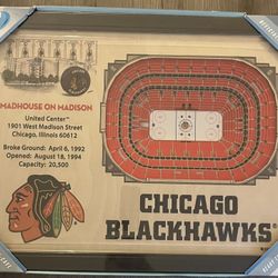 New Sealed Chicago Blackhawks United Center Madhouse On Madison 3D Stadium Views Display 26”x20x4
