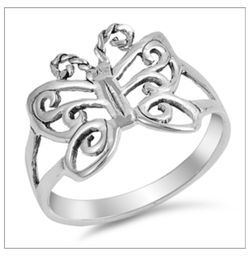 Silver butterfly ring
