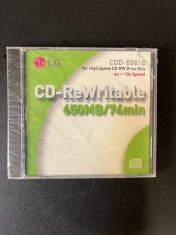LG CD-Rewritable 650MB 74 Minute For High Speed CD-RW Drive 4x-10x Speed New