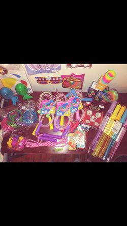Party Favors! See what's Included; Princes Tiara with Earings, Party Glasses, Porcelain Tea Set, Bracelets, Rings, Ropes, Bubble Sword Wand