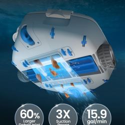 2025 Cordless Robotic Pool Bottom Cleaner, Strong Suction, Auto Parking, Large Filter Size, 2X Oversize Debris Inlet, Easy Cleaning, 75mins runtime, F