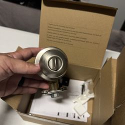 Locking Bedroom/Bathroom Brushed Nickel Door Handles