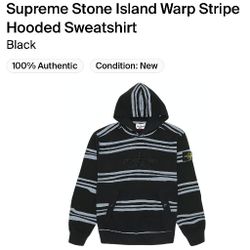 Supreme Stone Island Warp Stripe Hooded Sweatshirt Size Medium