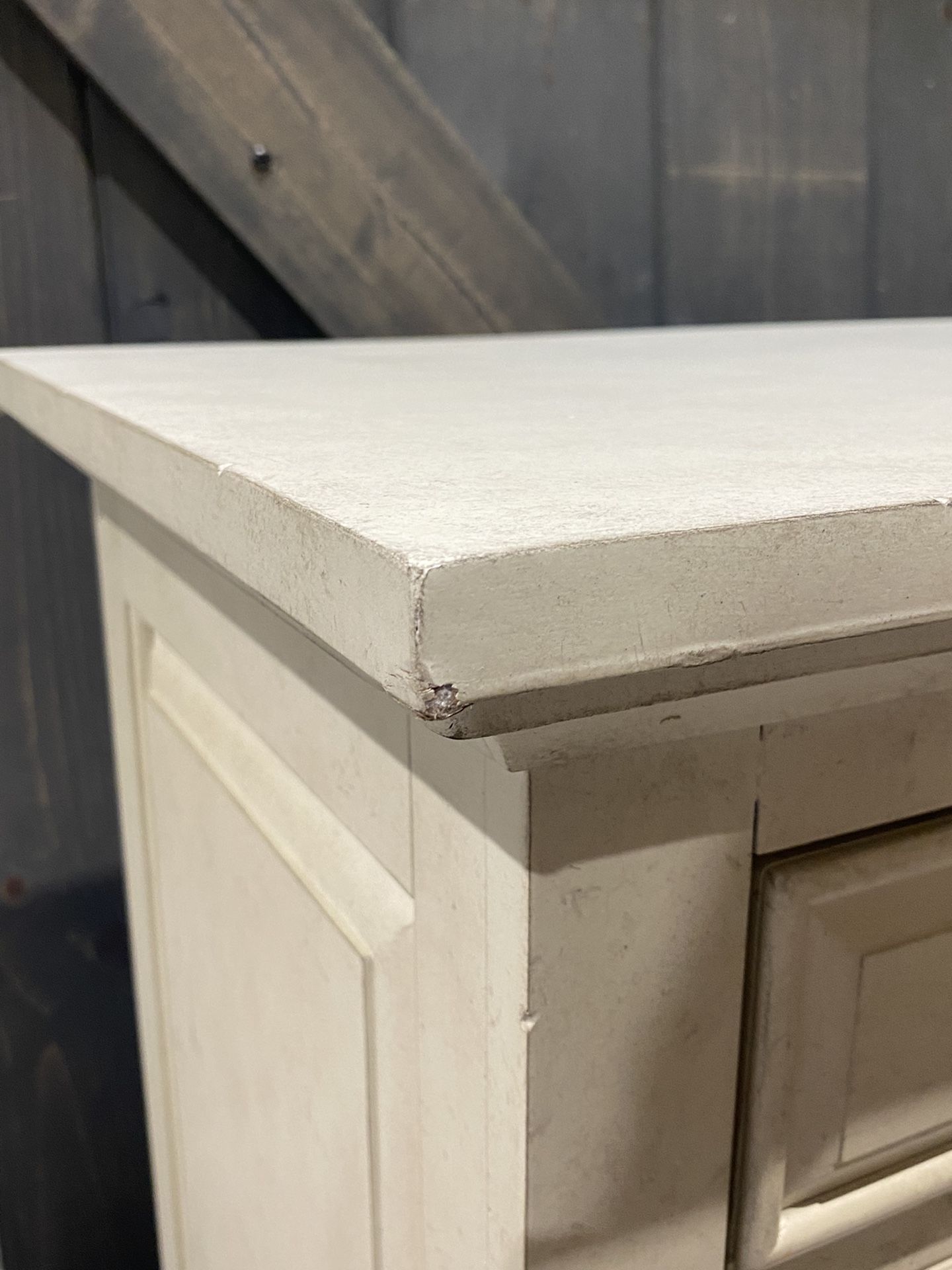 {ONE} Philomena 2 - Drawer Nightstand in Antique White. Minor wear. 29” x 28” x 17”. Solid + manufactured wood. MSRP $357. our price $195 + sales tax