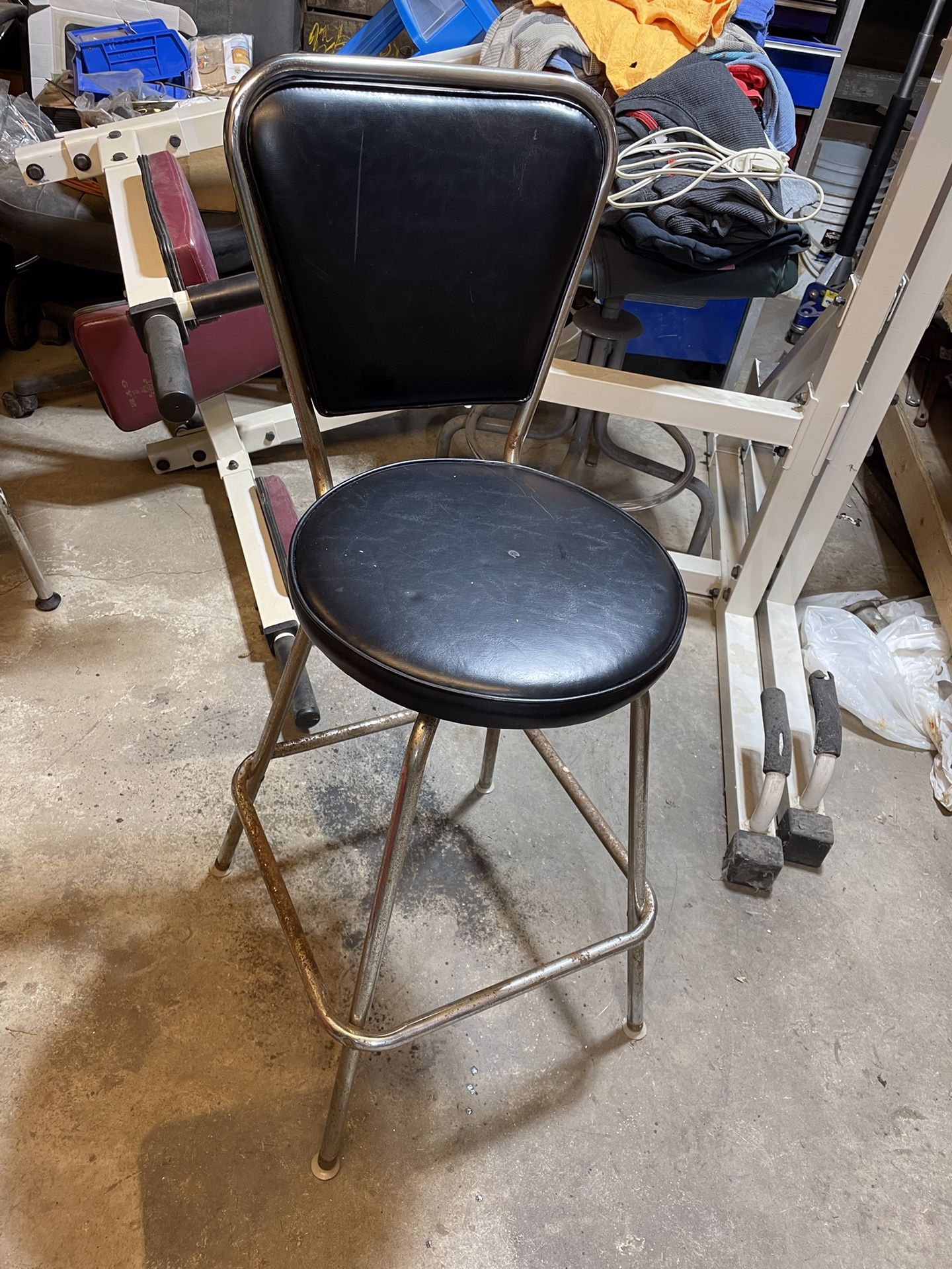 ONE SMALL GARAGE CHAIR SHOP STOOL