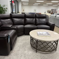 5 Pc Leather Sectional Sofa-Addyson-Zero down Payment 