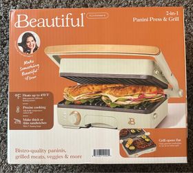 Beautiful 2-in-1 Panini Press & Grill with Detachable Plates, Sage Green by Drew Barrymore