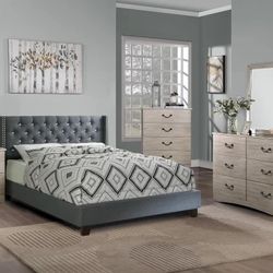Queen Size Gray Diomand With Ortho Mattress 