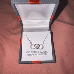 Beautiful Sterling Silver And Rose Gold Necklace For Girlfriend, Wife, Lover, Friend, Mother, Grandmother. Love Forever Design