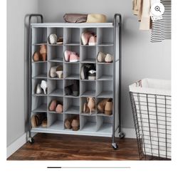 Mainstays 30-Compartment Standing Shoe Organizer, Gray