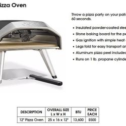 Ooni Outdoor Pizza Oven 12" 13,600 BTU