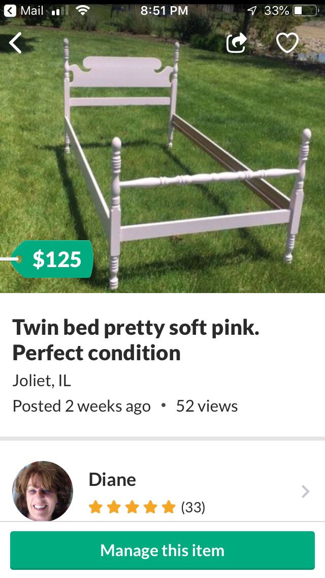 Pale pink twin bed cute
