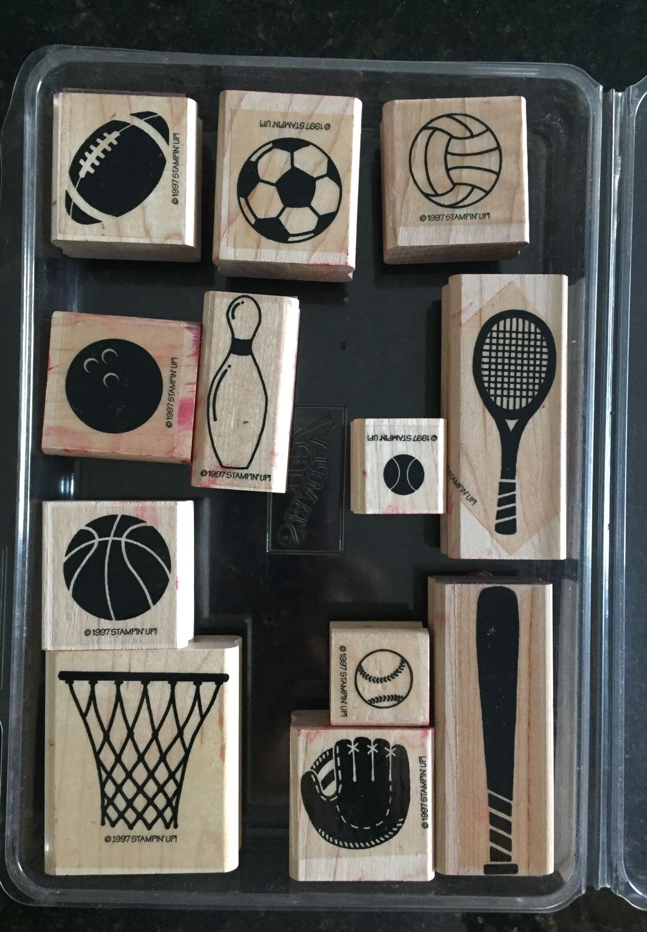 12 sport theme rubber stamps