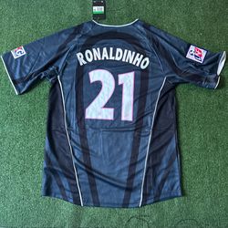 Vintage Retro Nike Paris PSG 2001-02 Ronaldinho 21 Away Cool Soccer Jersey