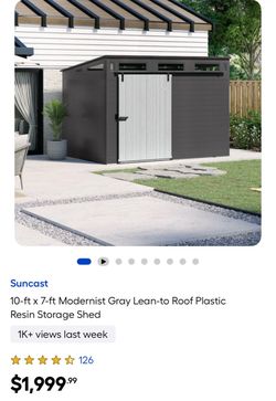 Suncast 10x7 Modernist Gray Resin Storage Shed