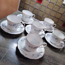 Mid Century Johann Havilland Porcelain Tea Cups And Saucers
