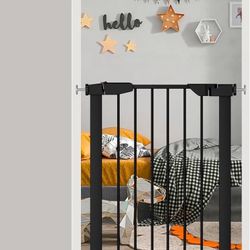 Fairy Baby 22.8"-25.5" Narrow Baby Gate for Stair, Pressure Mounted Auto-Close Pet Gate for Small Walk Thru and Doorways, Safety Child Gate No Drillin