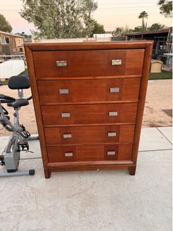 Solid Cherry Wood Modern Style 5-Drawer Tall Chest
