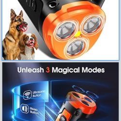 🔥Brand new🔥 1-Touch Dog Bark Deterrent Devices with 3 Sonic Heads,Portable 50ft Range Anti Barking Device for Dogs,Rechargeable & Safe Dog Training 