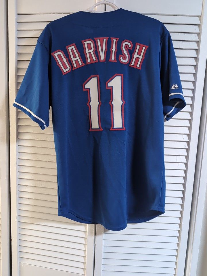 Majestic Blue Texas Rangers #11 Yu Darvish Baseball Jersey Size M