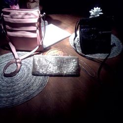 Purse's - Pink Leather, Silver Beaded and Shiny Black