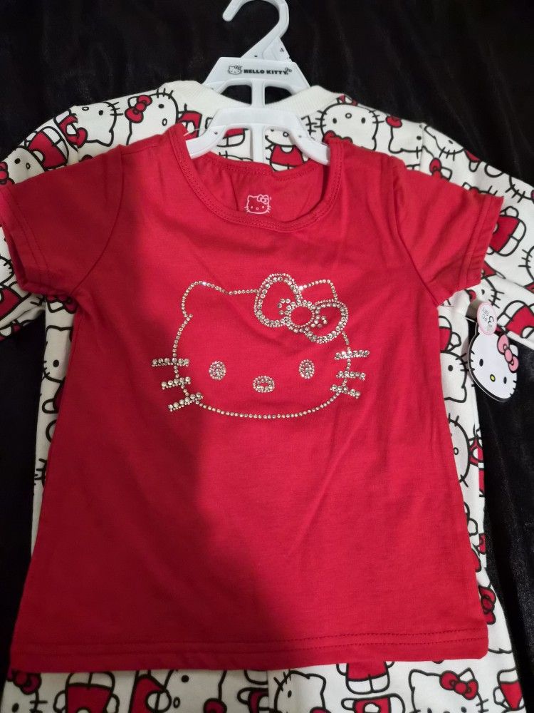 ADORABLE Kids Hello Kitty Sweater, Shorts & Bling Tee 3PC Set - New