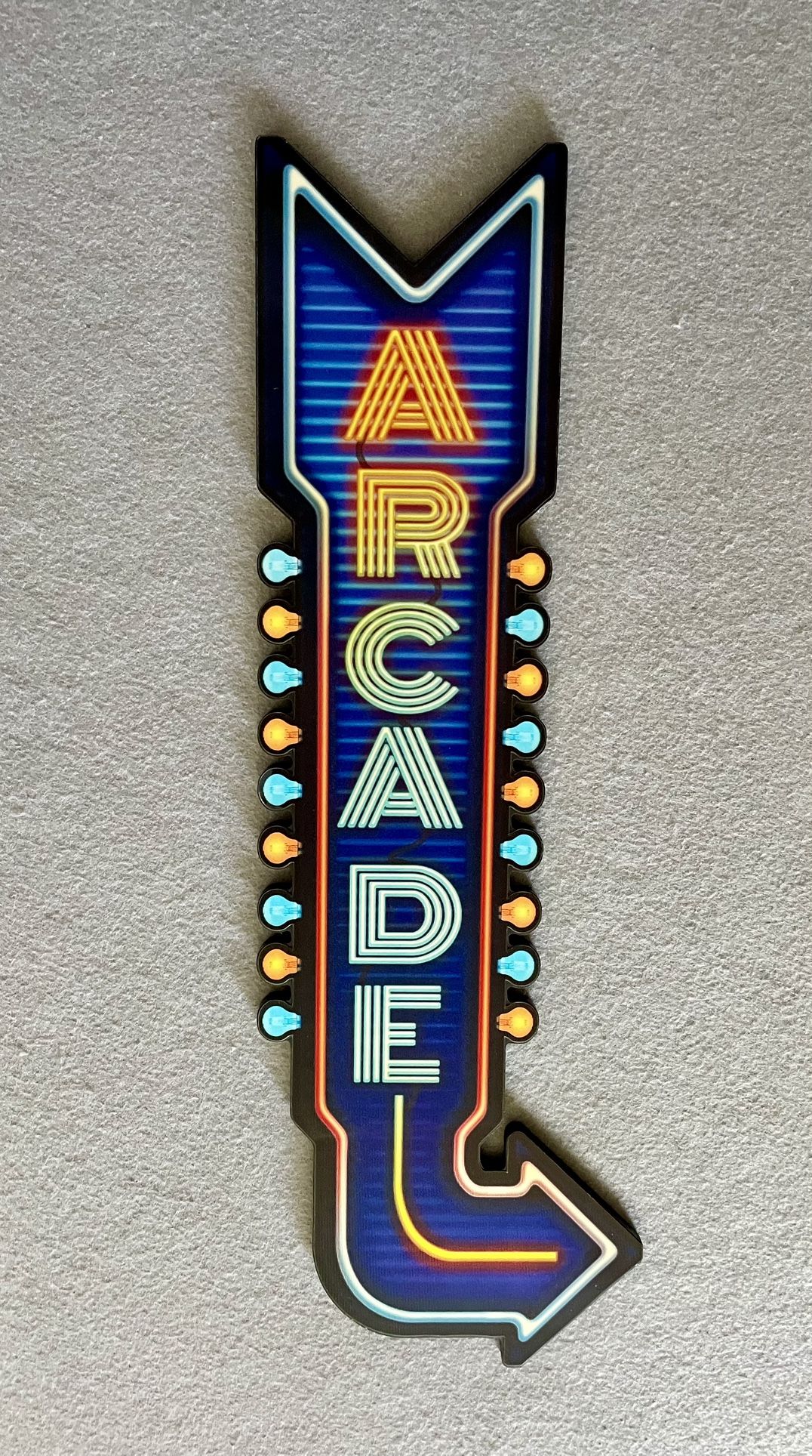 Arcade Wood Sign Game Room Decor Coin Op Pinball Neon Style Man Cave 23”x9”
