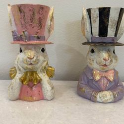 Bunny Girl And Boy Figurine Couple Set 