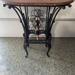 Wine Rack/ Bar Table With Wood Top