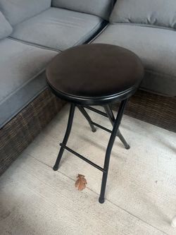 Black Folding Stool with Padded Seat