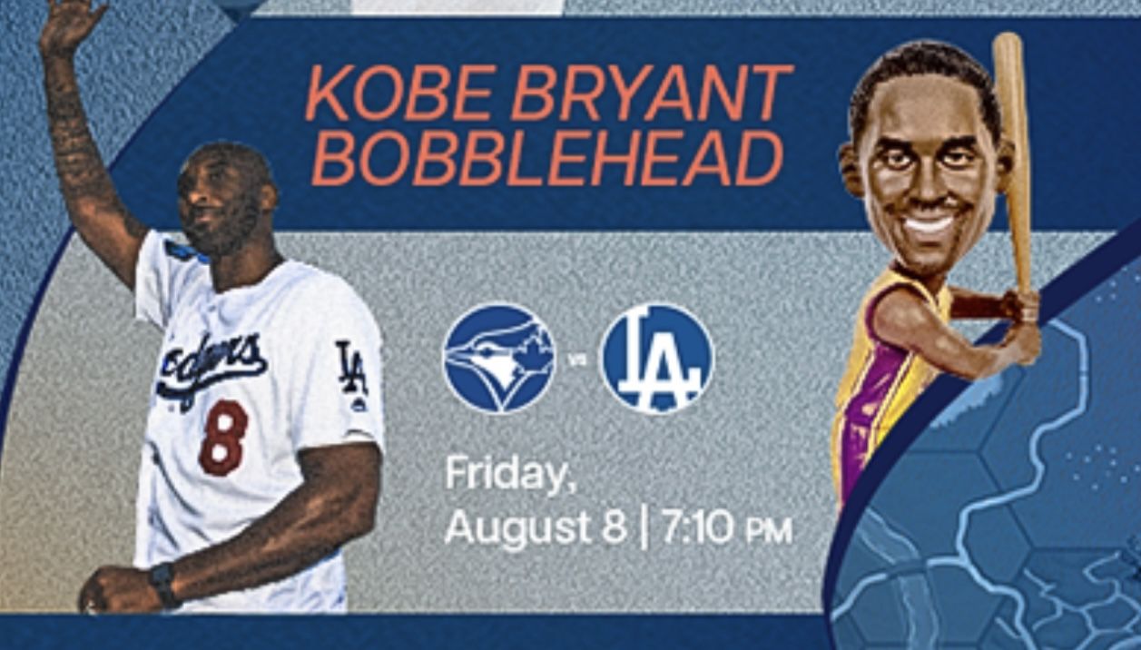 Dodgers Vs Bluejays August 8 Kobe Bryant Bobblehead Night