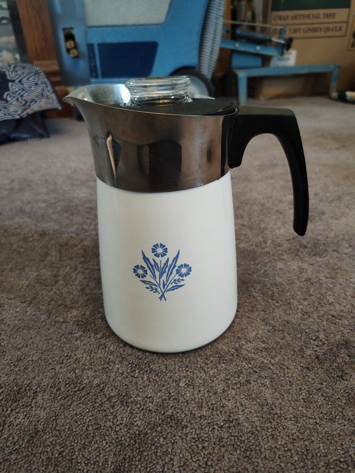 Corning Ware Blue Cornflower 6 Cup Stovetop Coffeepot Percolator