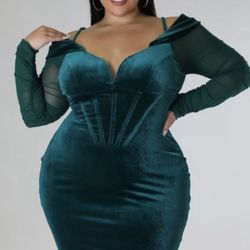Soft Midi Green Corset Dress On SALE!