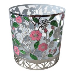 Bath & Body Works Floral 3-Wick Candle Holder Sleeve Spring Pink Flowers New