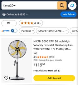 High velocity fan