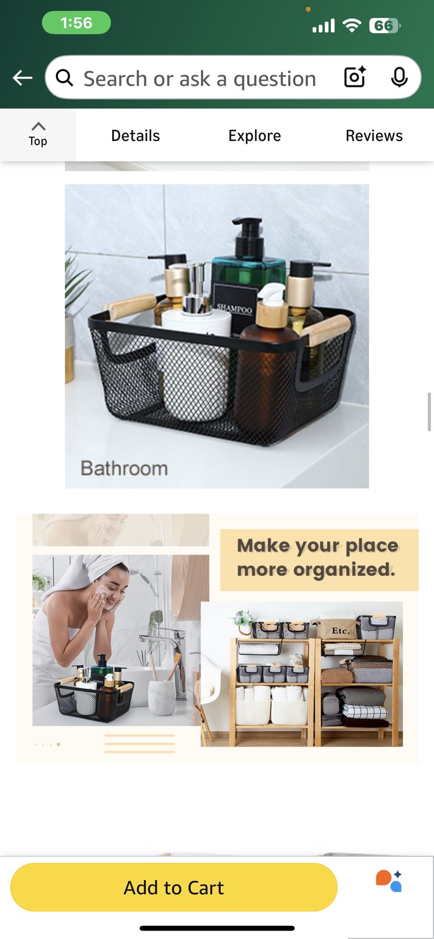 4 Pcs Metal Wire Basket with Wooden Handles Mesh Steel Storage Organizer Bin Containers for Home Organizing Cabinet Pantry Closet Kitchen Fridge Fruit