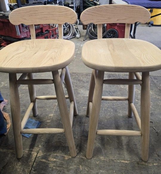 Solid Oak Wood Bar Stools