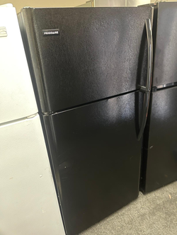 Frigidaire Top Freezer Fridge – Black, clean interior, 19 cu ft