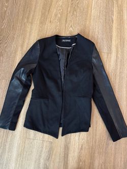 Miss Selfudge Black Blazer with Leather Sleeves
