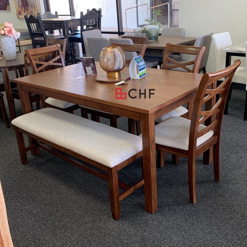 6 Pc Solid Wood Dining Table Set  // Different Models Available 