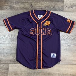 Vintage 90s STARTER Phoenix Suns Purple Orange Baseball Jersey - Size Medium
